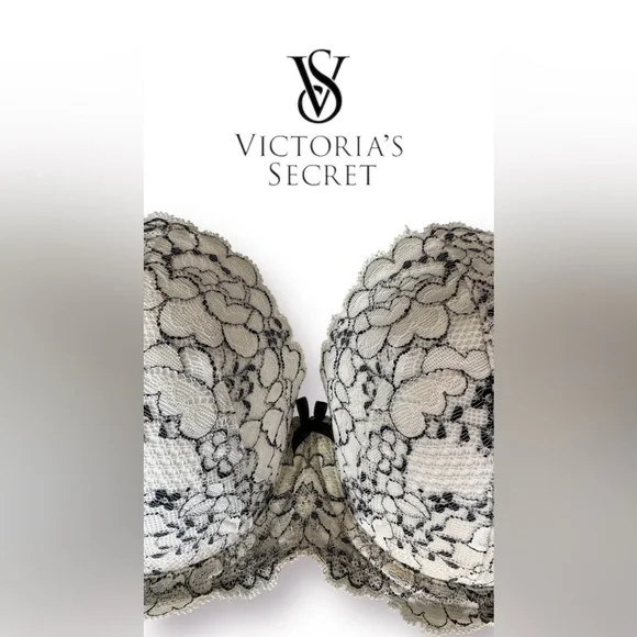 🛍️SALE🛍️Victoria's Secret Dream Angels Padded Strapless Bra (Ivory & Black Lace) - Picture 4 of 8